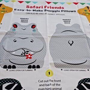 Safari Friends Easy-to-Make Snuggle Pillows Fabric Panel